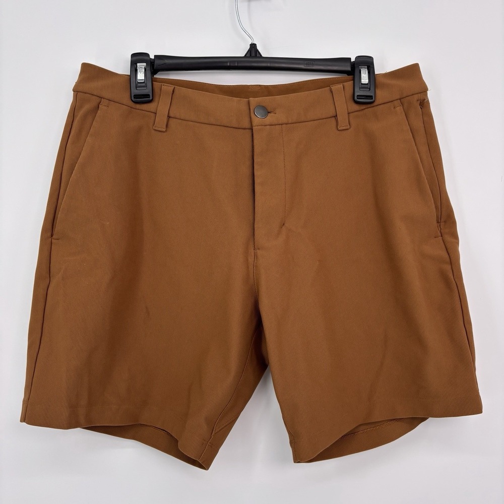 Lululemon Mens Commission Shorts Size 33 Performance Stretch Chino Brown 7"